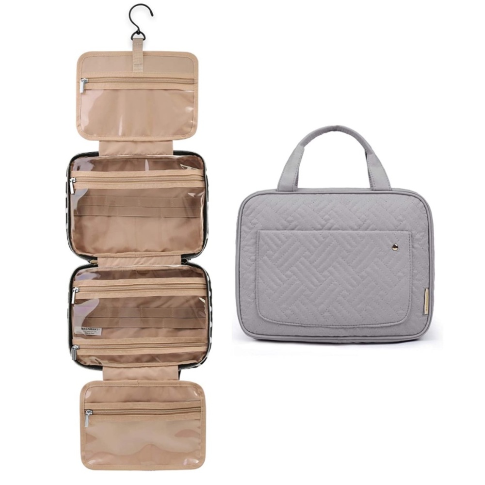 BAGSMART | grey quilted hanging toiletry/travel bag
